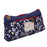 Crofta Flower Canvas Pencil Case Cosmetic Makeup Pouch Zipper Bag Purse Dark Blue