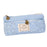 Crofta Flower Canvas Pencil Case Cosmetic Makeup Coin Pouch Zipper Bag Purse Blue