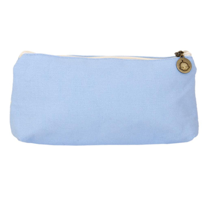 Crofta Flower Canvas Pencil Case Cosmetic Makeup Coin Pouch Zipper Bag Purse Blue