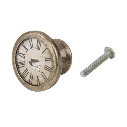 Crofta Vintage Cabinet Door Drawer Bin Handle Pull Knob Hardware -Clock