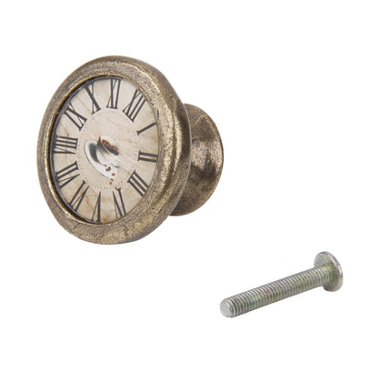 Crofta Vintage Cabinet Door Drawer Bin Handle Pull Knob Hardware -Clock