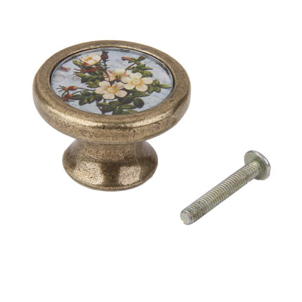 Crofta Vintage Cabinet Door Drawer Bin Handle Pull Knob Hardware -Flowers