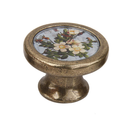 Crofta Vintage Cabinet Door Drawer Bin Handle Pull Knob Hardware -Flowers