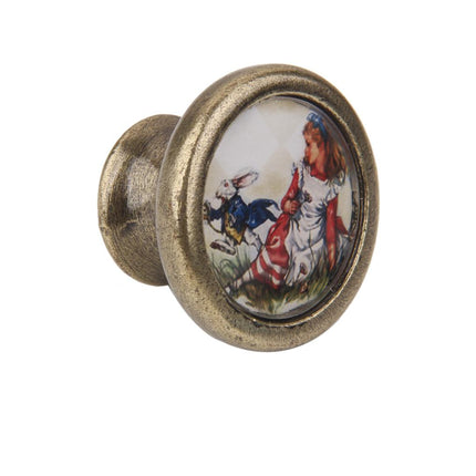 Crofta Vintage Cabinet Door Drawer Bin Handle Pull Knob Hardware -Girl and Rabbit