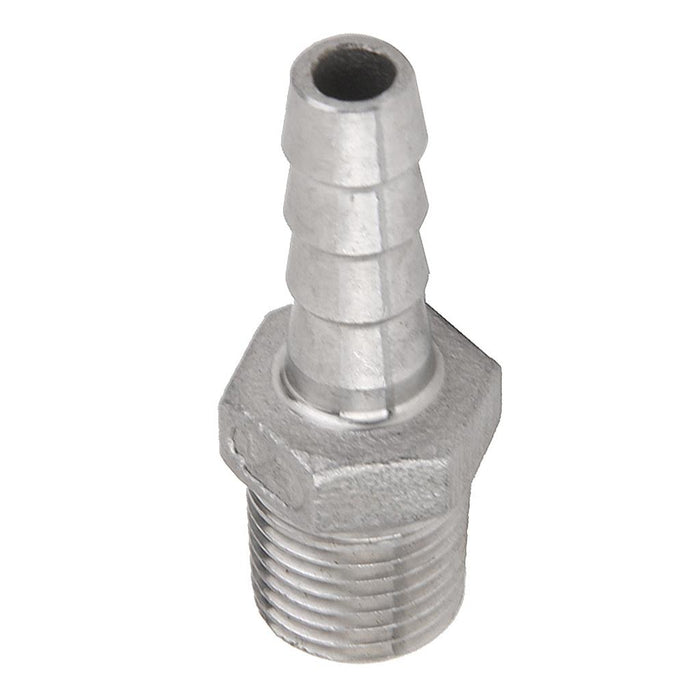 Crofta 1/4"x8mm Stainless Steel Male Thread Pipe Fitting Barb Hose Tail Connector