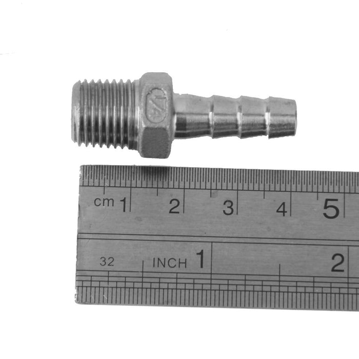 Crofta 1/4"x8mm Stainless Steel Male Thread Pipe Fitting Barb Hose Tail Connector