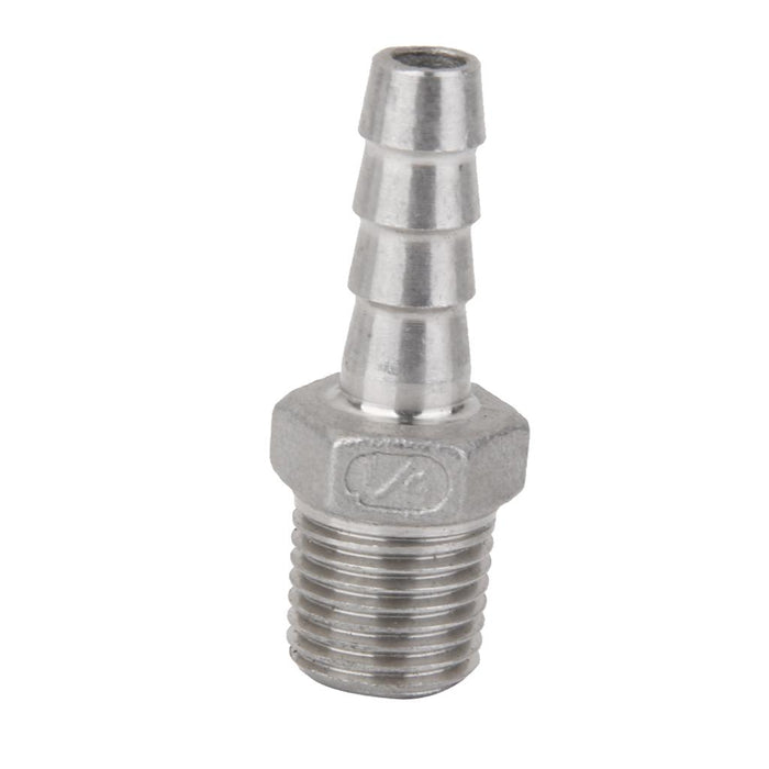 Crofta 1/4"x8mm Stainless Steel Male Thread Pipe Fitting Barb Hose Tail Connector