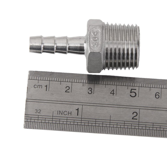 Crofta 1/2"x8mm Stainless Steel Male Thread Pipe Fitting Barb Hose Tail Connector