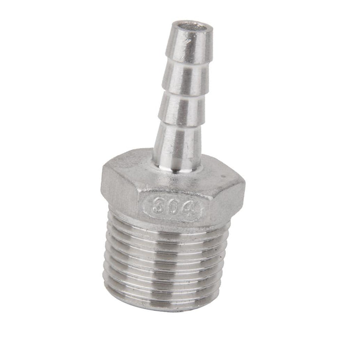 Crofta 1/2"x8mm Stainless Steel Male Thread Pipe Fitting Barb Hose Tail Connector