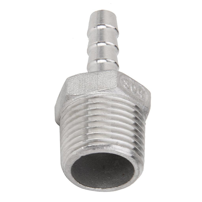 Crofta 1/2"x8mm Stainless Steel Male Thread Pipe Fitting Barb Hose Tail Connector