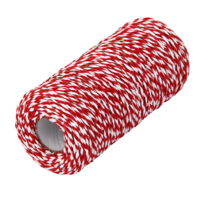 Crofta 100M Wrap Gift Cotton Rope Ribbon Twine Rope Cord String Red, White