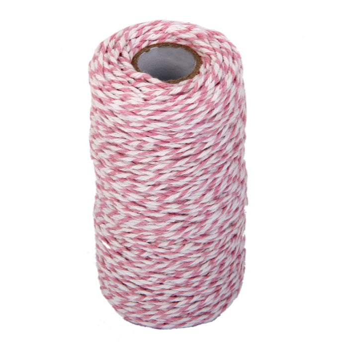 Crofta 100M Wrap Gift Cotton Rope Ribbon Twine Rope Cord String Pink, White