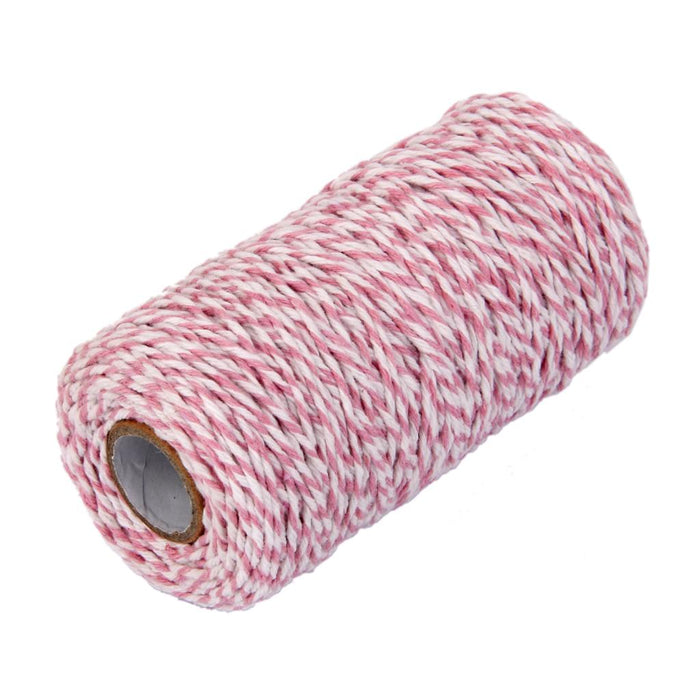 Crofta 100M Wrap Gift Cotton Rope Ribbon Twine Rope Cord String Pink, White