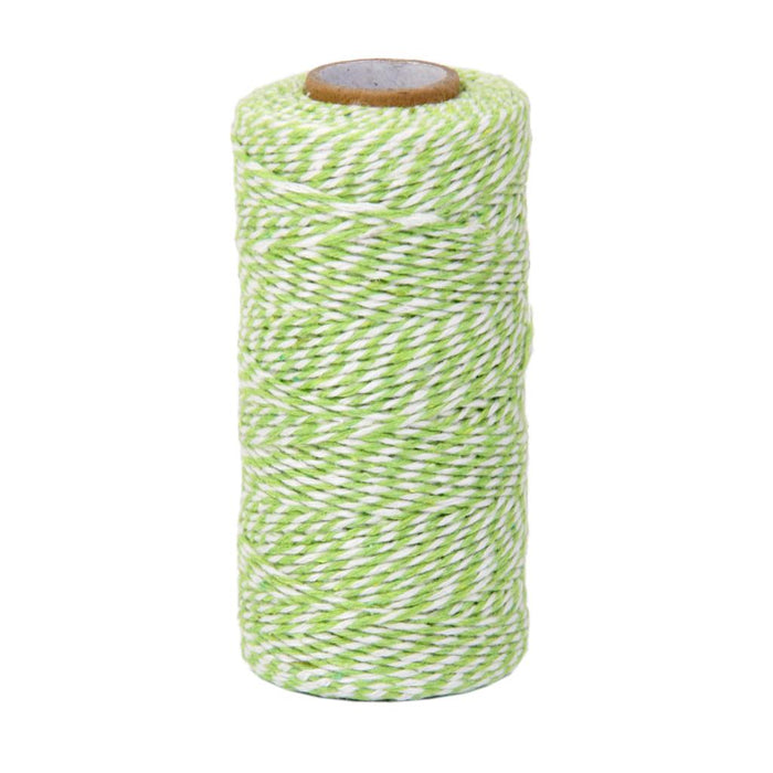 Crofta 100M Wrap Gift Cotton Rope Ribbon Twine Rope Cord String Light Green, White