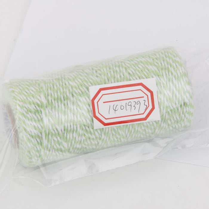 Crofta 100M Wrap Gift Cotton Rope Ribbon Twine Rope Cord String Light Green, White