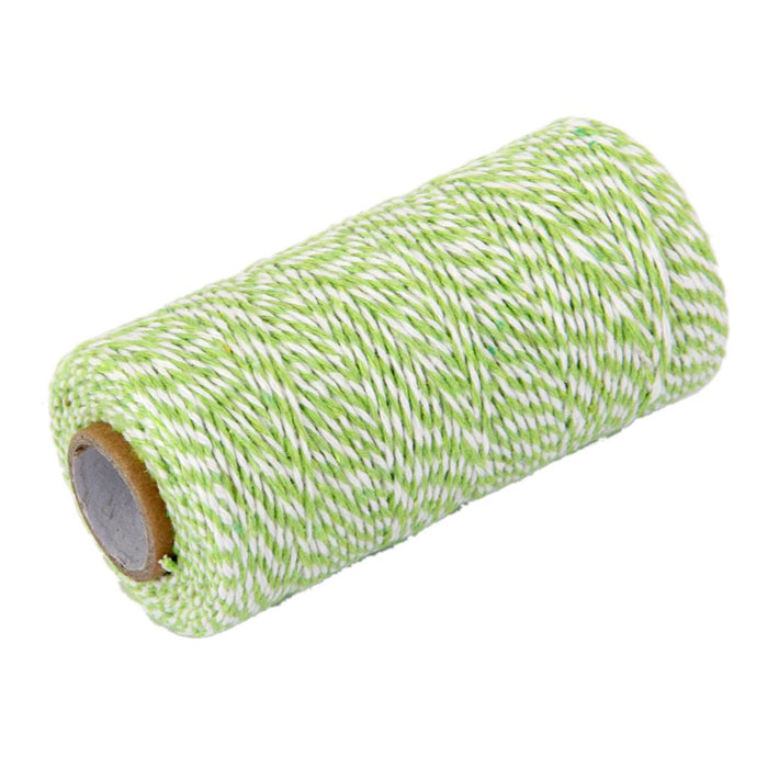 Crofta 100M Wrap Gift Cotton Rope Ribbon Twine Rope Cord String Light Green, White