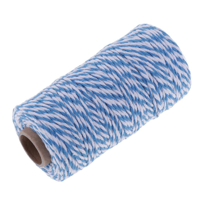 Crofta 100M Wrap Gift Cotton Rope Ribbon Twine Rope Cord String Sky Blue, White