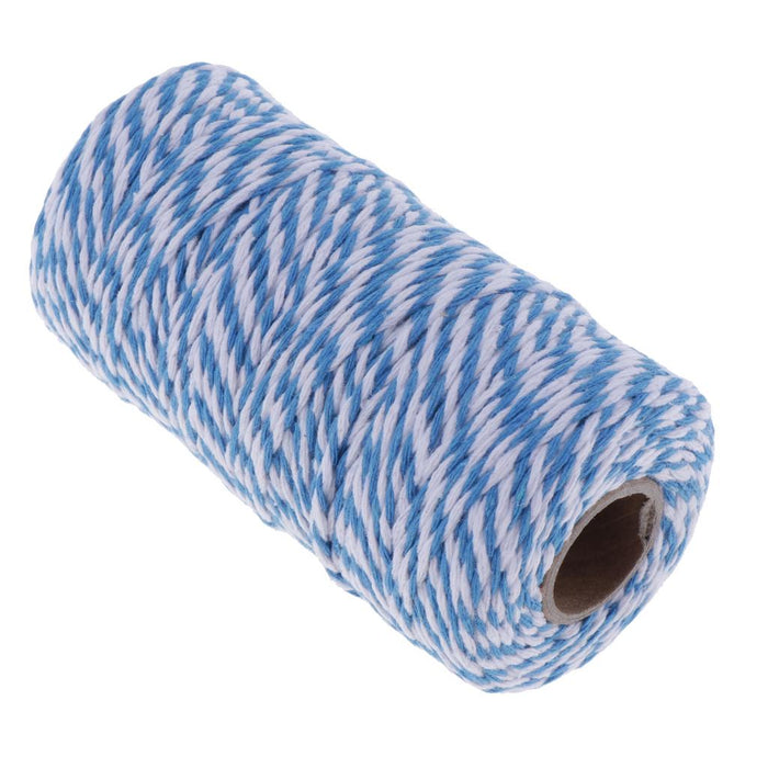 Crofta 100M Wrap Gift Cotton Rope Ribbon Twine Rope Cord String Sky Blue, White