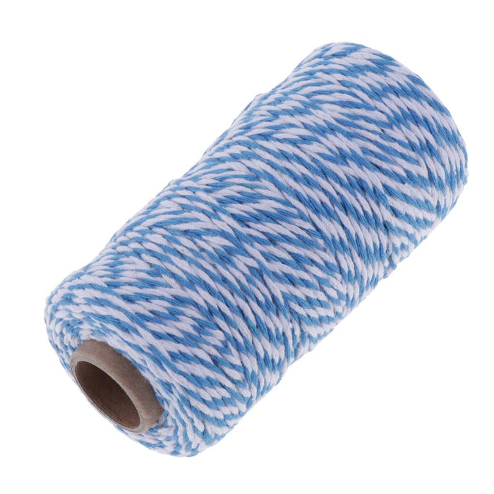 Crofta 100M Wrap Gift Cotton Rope Ribbon Twine Rope Cord String Sky Blue, White