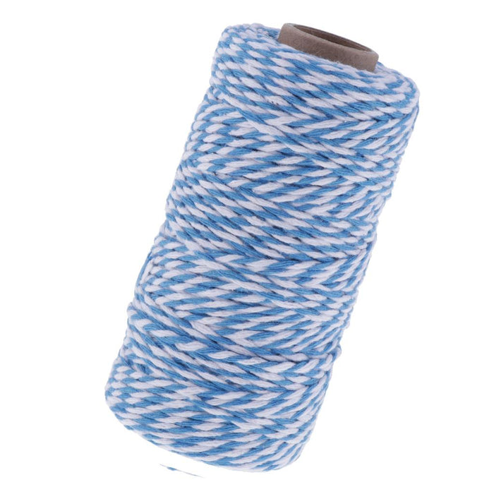 Crofta 100M Wrap Gift Cotton Rope Ribbon Twine Rope Cord String Sky Blue, White