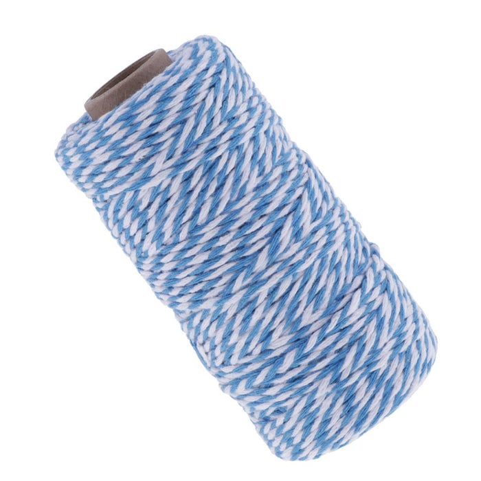 Crofta 100M Wrap Gift Cotton Rope Ribbon Twine Rope Cord String Sky Blue, White