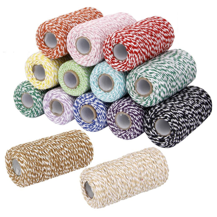 Crofta 100M Wrap Gift Cotton Rope Ribbon Twine Rope Cord String Sky Blue, White