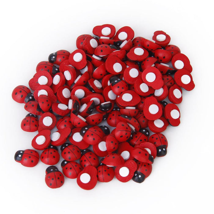 Crofta 100 Pcs Small Wooden Beetle Sponge Sticker Ladybug Sticker