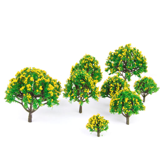 Crofta 10pcs Model Tree with Yellow Flower for Railroad Scenery/Diorama