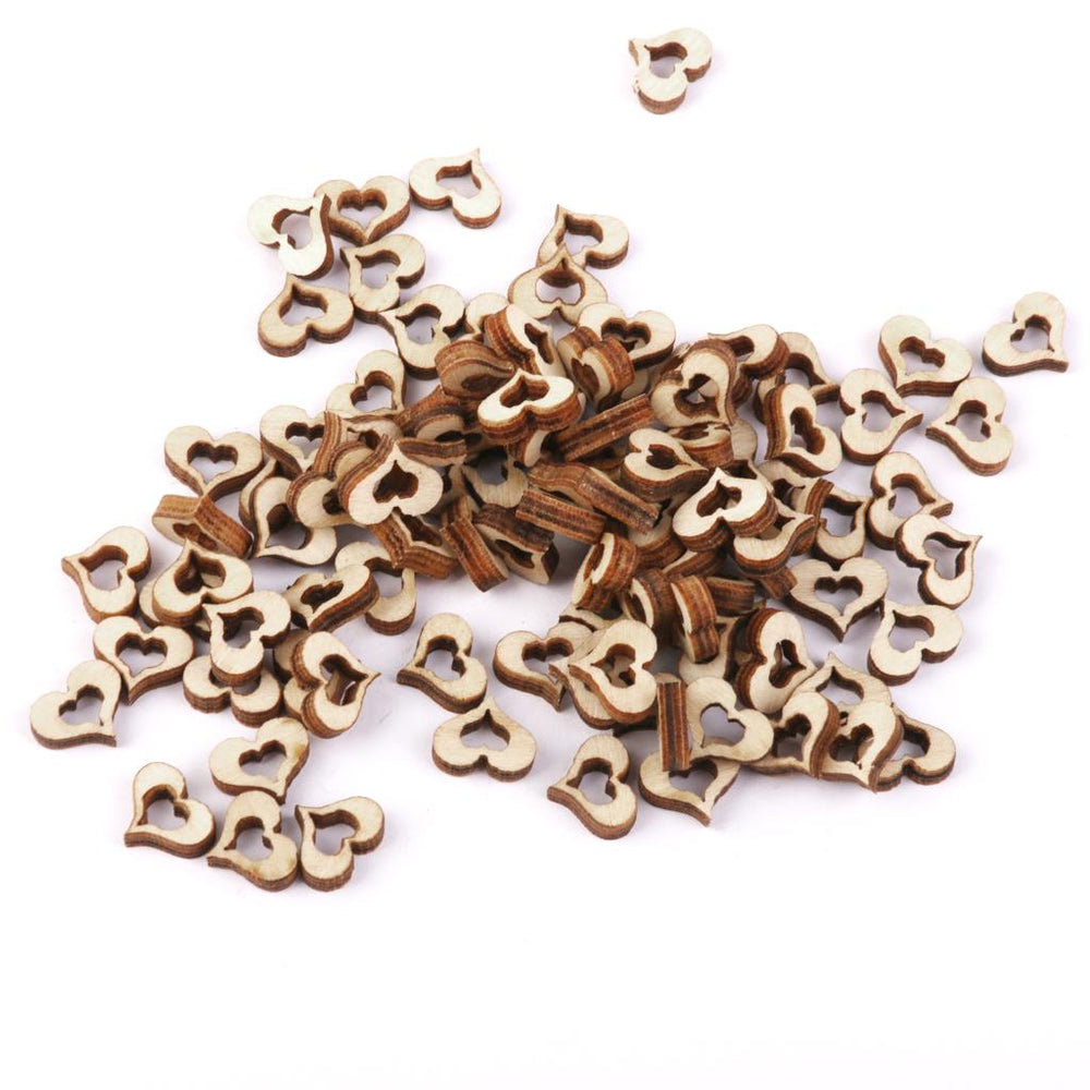 3mm Wooden Blank Hollow Heart Embellishments DIY Crafts 10mm 100pcs