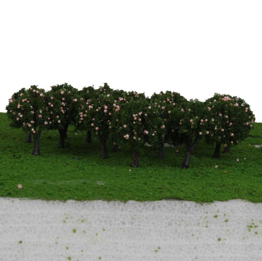 20pcs 4cm Scenery Landscape Train Model Trees w/ Pink Peach Fruit 1/300