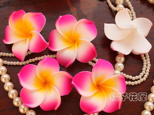 Crofta 100x Wedding Party Hawaiian Frangipani Foam Plumeria Flower Head Rose Red