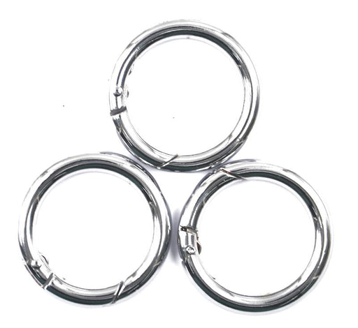 3pcs Silver Plated Alloy Round Spring Snap Hooks Clip 35mm