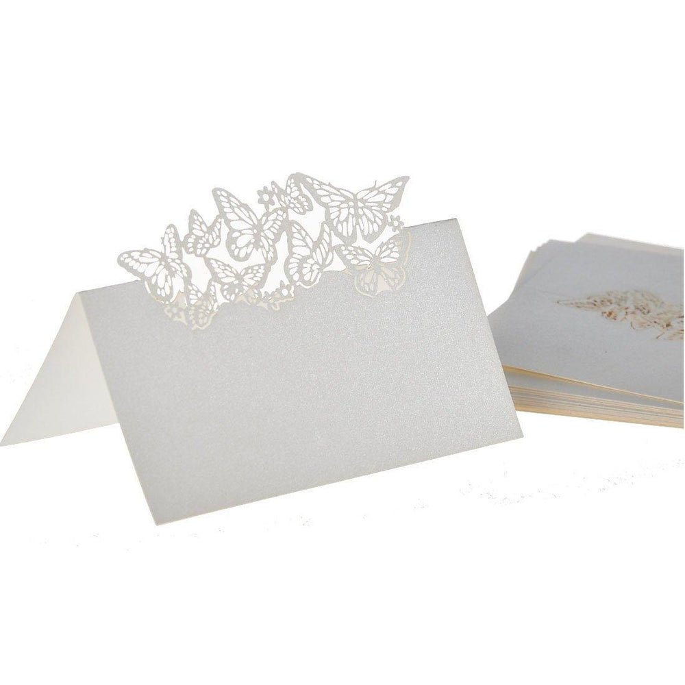 Crofta 50 Butterflies Laser Cut Name Place Cards Wedding Guest Table Cards White