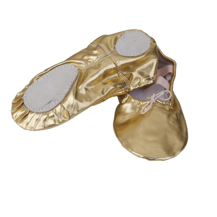 Women Girl Gold Ballet Pointe Gymnastics Leather Dance Shoes 37