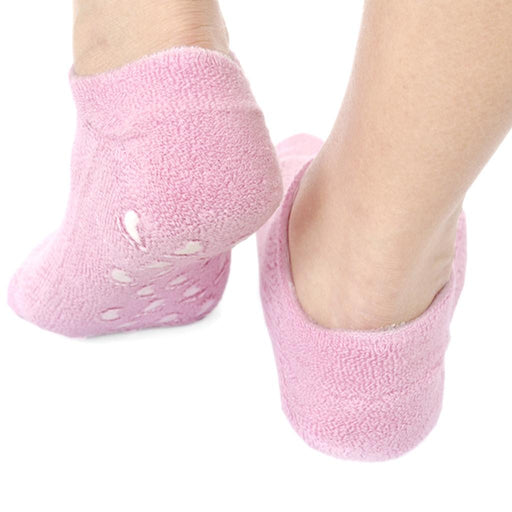 Crofta 1 pair Womens Beauty SPA Moisturizing Skincare Gel Smooth Nourishing Treatment Anti-Slip Socks Pink