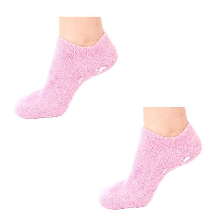 Crofta 1 pair Womens Beauty SPA Moisturizing Skincare Gel Smooth Nourishing Treatment Anti-Slip Socks Pink