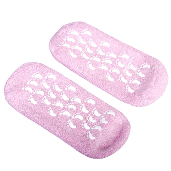 Crofta 1 pair Womens Beauty SPA Moisturizing Skincare Gel Smooth Nourishing Treatment Anti-Slip Socks Pink