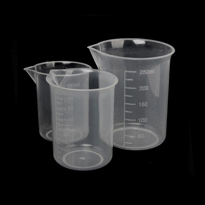 Crofta 100ml + 150ml + 250ml Kitchen Lab Graduated Beaker Cup Measuring Container Test