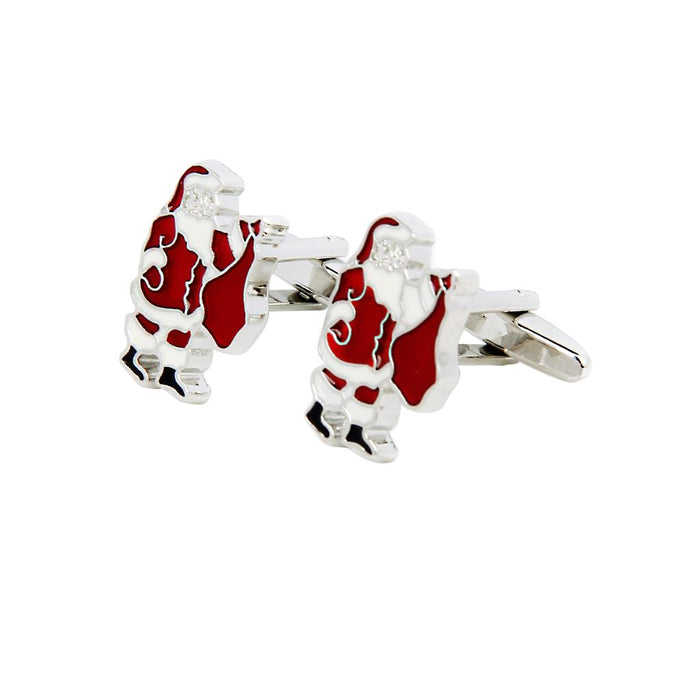 Crofta 2 Pairs Christmas Santa Claus Crystal Snowflake Cufflinks Men's Cuff Links