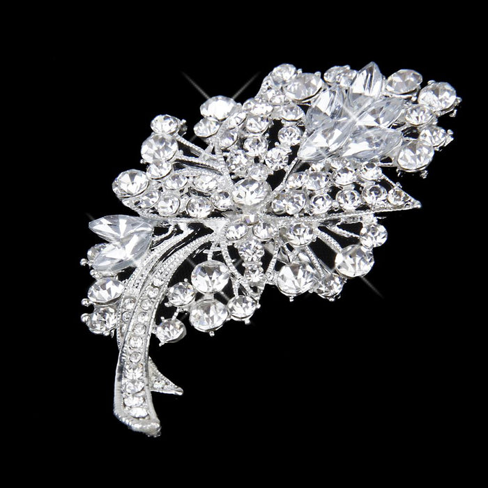 Crofta Women Girls Ladies Sparkly Crystal Rhinestone Bridal Wedding Bouquet Flower Brooch Pin