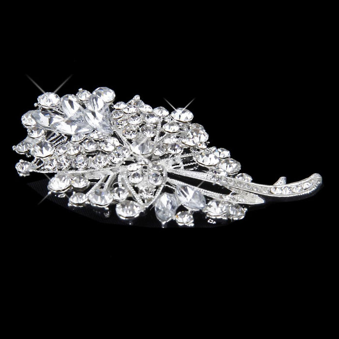 Crofta Women Girls Ladies Sparkly Crystal Rhinestone Bridal Wedding Bouquet Flower Brooch Pin