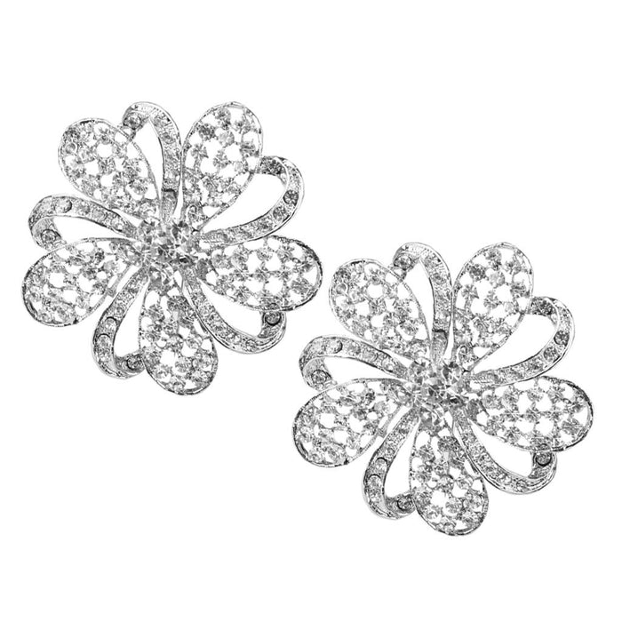 Crofta Women Girls Ladies Shining Crystal Diamante Floral Wedding Prom Bridal Brooch Pin