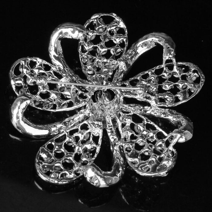 Crofta Women Girls Ladies Shining Crystal Diamante Floral Wedding Prom Bridal Brooch Pin