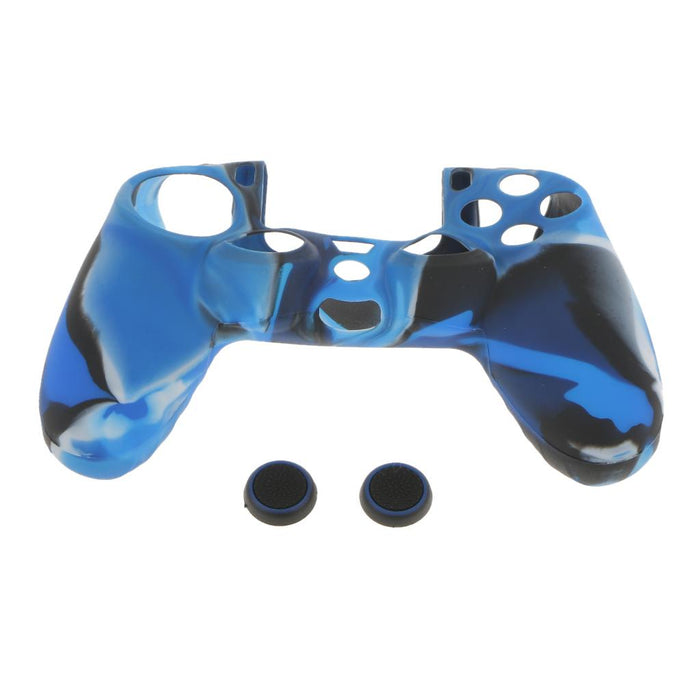 Crofta Camo Navy Silicone Skin Case Cover w/Joystick Caps for PS4 Controller