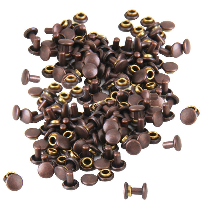 Crofta 100 sets Round Double Cap Copper Rivets Studs For Clothing Antique Brass