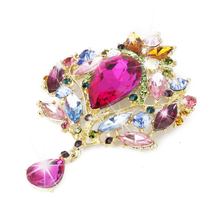 Crofta Women Girls Ladies Fashionable Sparkly Crystal Rhinestone Brooch Pin Wedding Party Supplies Multi-Color