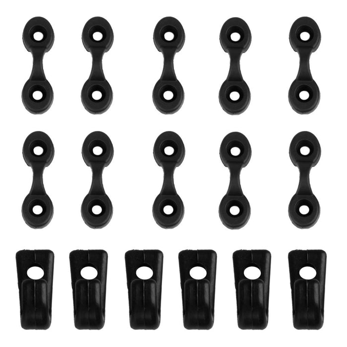 Crofta 10 Pieces Kayak Tie Down Deck Pad Eye Loops & 6 Pieces Canoe Boats Bungee J Lashing Hooks