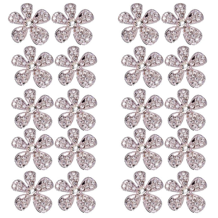 Crofta 20 Piece Crystal Diamante Flower Button Flatback Embellishment Crafts 26mm