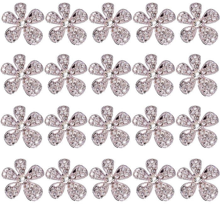 Crofta 20 Piece Crystal Diamante Flower Button Flatback Embellishment Crafts 26mm