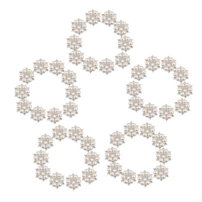 Crofta 50 Pieces Crystal Faux Pearl Flower Button Decoration DIY 28mm